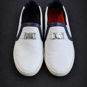 Versace White and Navy Men's Loafers